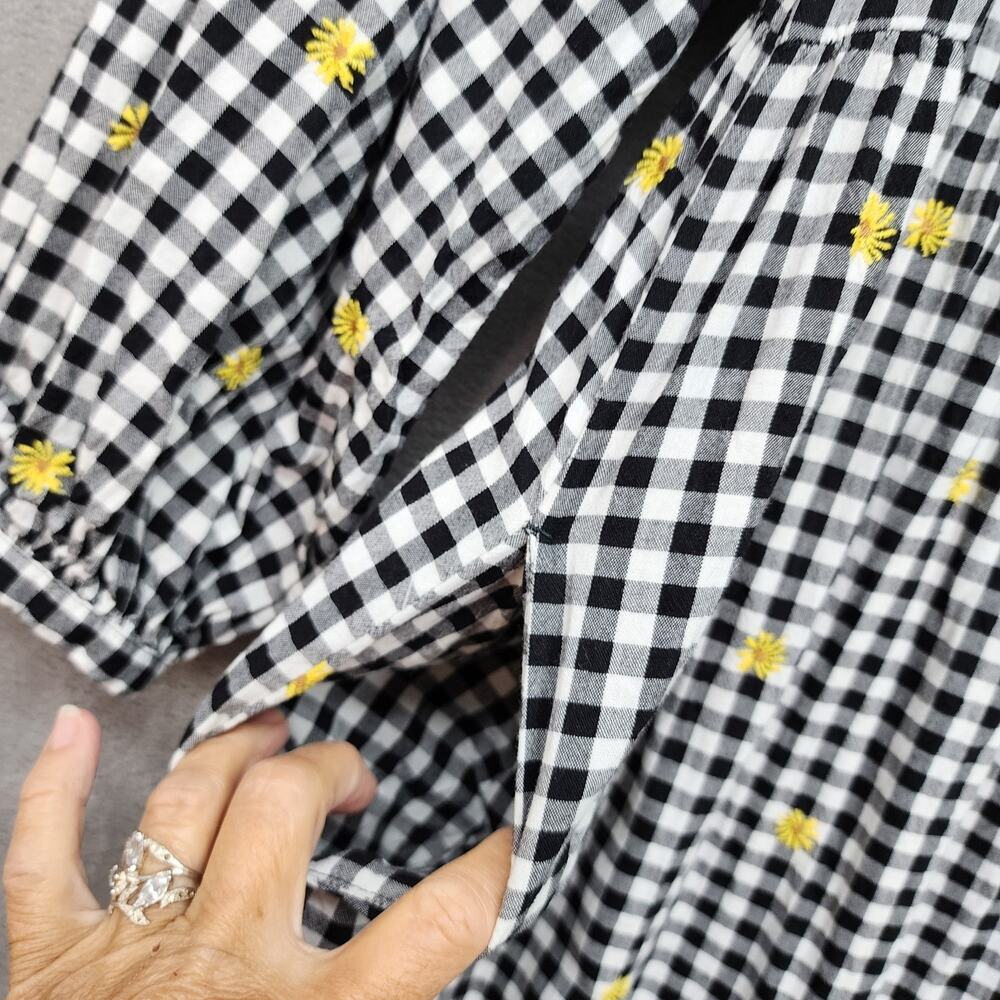 Old Navy Gingham Midi Dress Women’s Small Black White Daisy Cottagecore Country - Picture 11 of 16